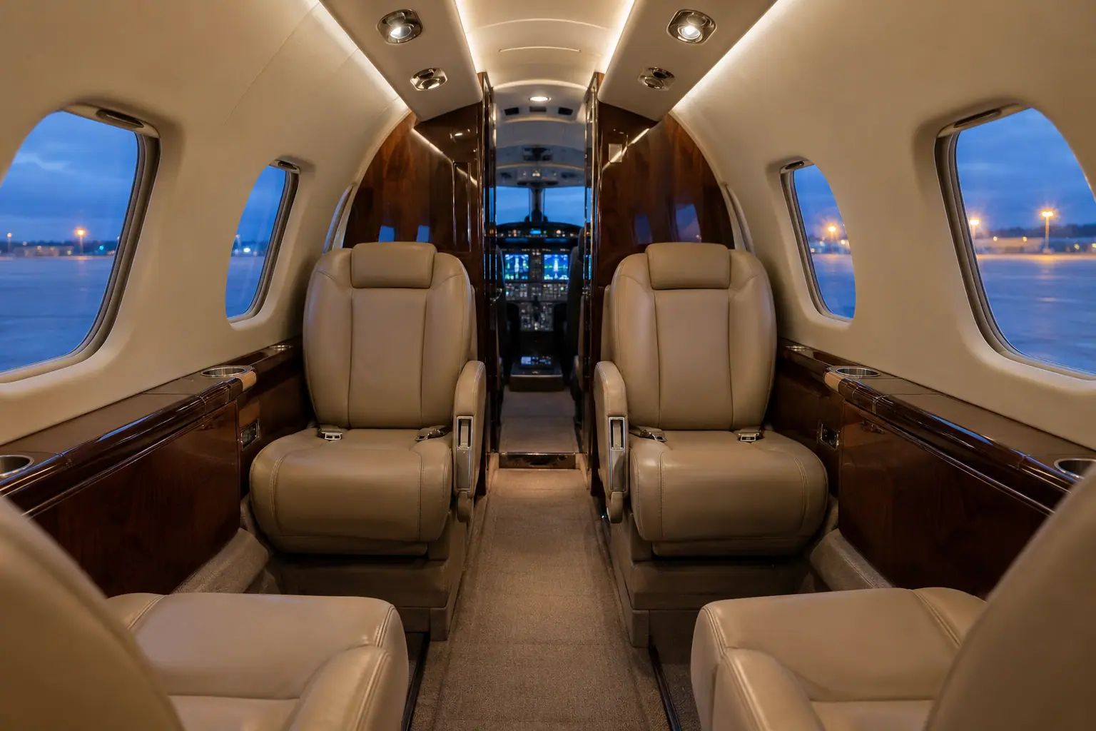 Light jet cabin interior