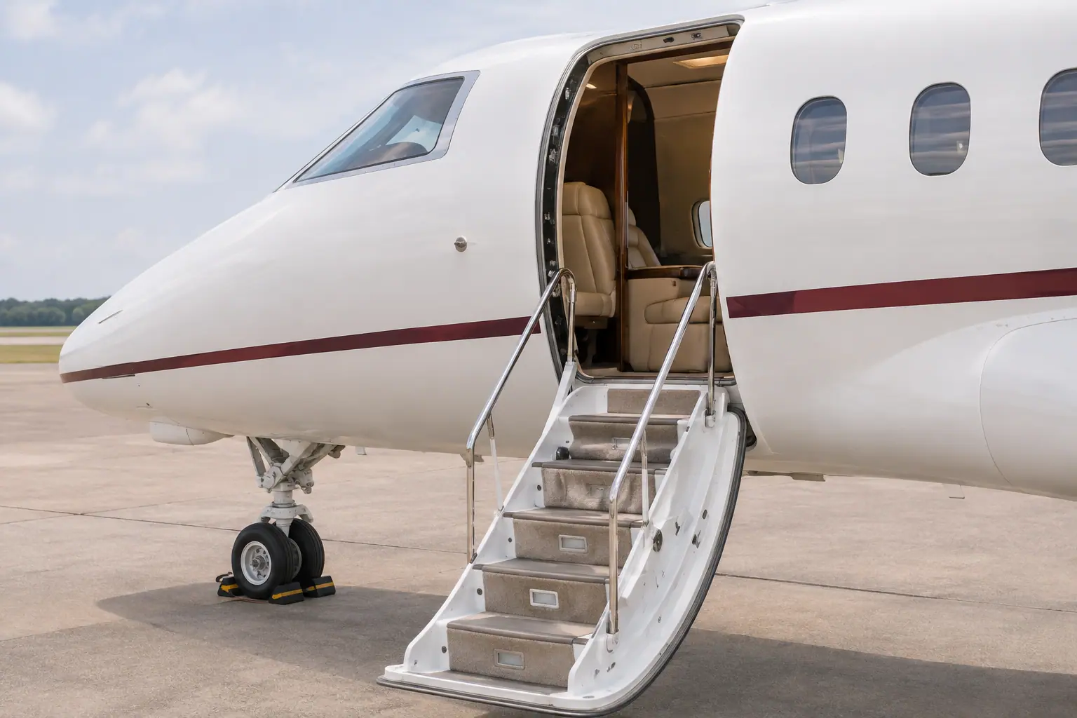 Open airstair of a private jet