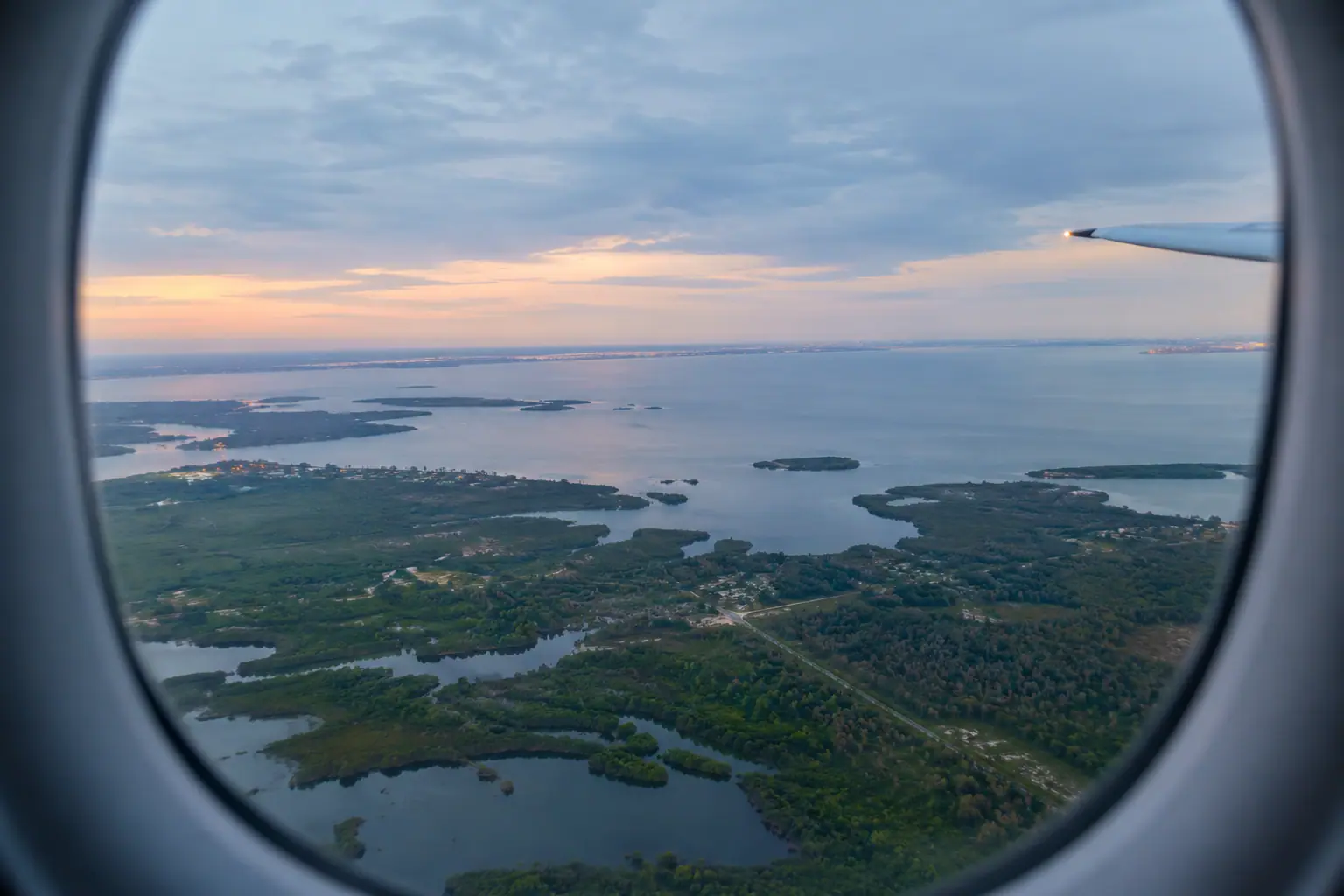 Tampa area from a private jet window